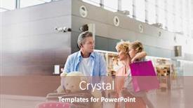  Presentation with holiday - Colorful slide set enhanced with family-on-holiday-trip-walking backdrop and a coral colored foreground