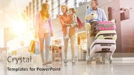  Presentation with flare - Slide deck with family-on-holiday-trip-walking background and a soft green colored foreground