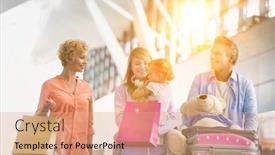  Presentation with flare - Audience pleasing presentation theme consisting of family-on-holiday-trip-walking backdrop and a coral colored foreground