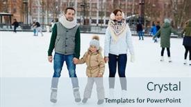  Presentation with ice rink - Beautiful presentation featuring family on ice-rink backdrop and a sky blue colored foreground