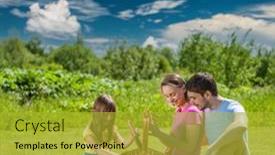  Presentation with picnic - Beautiful slides featuring family-on-picnic-at-sunny backdrop and a gold colored foreground