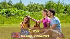  Presentation with picnic - Slide deck enhanced with family on picnic at sunny background and a tawny brown colored foreground