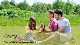  Presentation with family day - Colorful slides enhanced with family on picnic at sunny backdrop and a yellow colored foreground