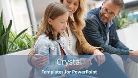  Presentation with family shopping - Theme enhanced with family on shopping day in mall sitting on public bench background and a ocean colored foreground