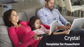  Presentation with digital government - PPT layouts enhanced with family on sofa with laptop background and a dark gray colored foreground