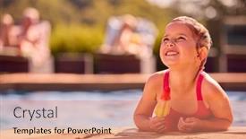  Presentation with summer holiday - Theme consisting of family-on-summer-holiday background and a coral colored foreground