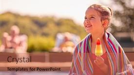  Presentation with summer holiday - Slide set consisting of family-on-summer-holiday background and a coral colored foreground