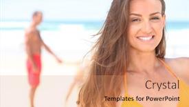  Presentation with family - Audience pleasing presentation theme consisting of family-on-the-beach backdrop and a coral colored foreground