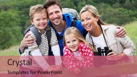  Presentation with holding hands family walking - Cool new PPT theme with family on walk in countryside backdrop and a  colored foreground