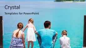  Presentation with fishes - Amazing presentation having family on wooden dock looking to ocean and tropical fishes backdrop and a light blue colored foreground