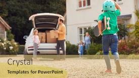  Presentation with help family - PPT layouts with family-outside-new-home background and a yellow colored foreground