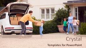  Presentation with new home - Theme having family-outside-new-home background and a lemonade colored foreground