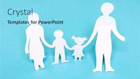  Presentation with family holding hands - Cool new PPT layouts with family-paper-chain-cutout-holding backdrop and a arctic colored foreground