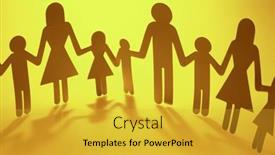  Presentation with family holding hands - Presentation design with family-paper-chain-cutout-holding background and a yellow colored foreground