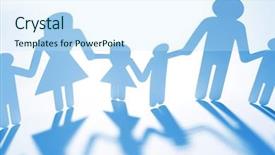  Presentation with family holding hands - Colorful slide set enhanced with family paper chain cutout holding backdrop and a cool aqua colored foreground