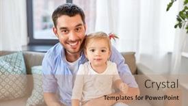  Presentation with family - Cool new PPT theme with family-parenthood-and-fatherhood-concept backdrop and a coral colored foreground