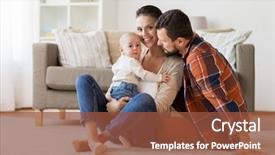  Presentation with happy baby - Cool new presentation theme with family parenthood and people concept - backdrop and a tawny brown colored foreground