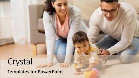  Presentation with happy baby - Slides with family parenthood and people concept background and a lemonade colored foreground