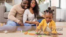  Presentation with african american baby - Presentation theme featuring infant black development - family parenthood and people concept background and a coral colored foreground