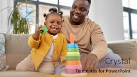  Presentation with baby blocks - Slide deck featuring family-parenthood-and-people-concept background and a coral colored foreground