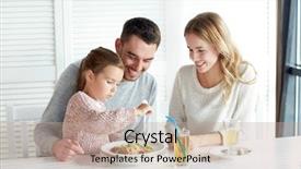  Presentation with restaurant family - Colorful slide deck enhanced with family parenthood food and people backdrop and a coral colored foreground