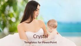  Presentation with parenting - Amazing slides having family parenting and child care concept - happy mother in bridal dress with adorable baby backdrop and a lemonade colored foreground