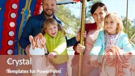  Presentation with pretty girl - Presentation design featuring carnival ride - pretty little girl in green background and a coral colored foreground