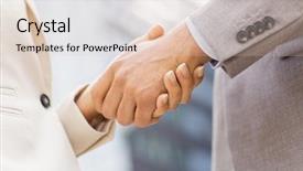  Presentation with partnership - Colorful PPT layouts enhanced with family partnerships - business partnership success gesture backdrop and a lemonade colored foreground