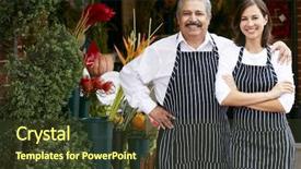  Presentation with female male symbol - Slide set featuring family partnerships - portrait of male and female background and a tawny brown colored foreground