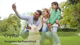  Presentation with family pet - Slide set having family pet animal technology background and a yellow colored foreground