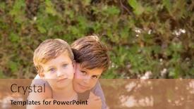  Presentation with family photo - Slide deck with family-photo-two-wonderful-boys background and a coral colored foreground