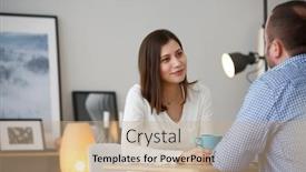  Presentation with wife - Theme enhanced with family picture of wife and husband from back sitting at table background and a coral colored foreground