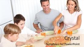  Presentation with father teaching children - Presentation theme having family pizza father mother background and a  colored foreground