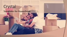  Presentation with planning family - Cool new PPT theme with family planning cartonized - relaxing in new house cheerful backdrop and a lemonade colored foreground