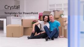  Presentation with family gay - PPT theme enhanced with family planning cartonized - relaxing in new house cheerful background and a light gray colored foreground