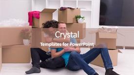  Presentation with family gay - Presentation design enhanced with family planning cartonized - relaxing in new house cheerful background and a  colored foreground