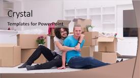  Presentation with family gay - Presentation theme with family planning cartonized - relaxing in new house cheerful background and a  colored foreground