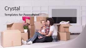  Presentation with family planning - Presentation design enhanced with family planning cartonized - relaxing in new house cheerful background and a light gray colored foreground