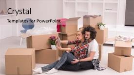  Presentation with planning family - Presentation featuring family planning cartonized - relaxing in new house cheerful background and a  colored foreground