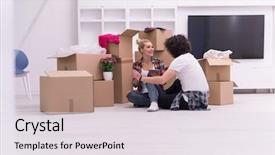  Presentation with family planning - Presentation design enhanced with family planning cartonized - relaxing in new house cheerful background and a  colored foreground