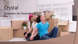  Presentation with family gay - Audience pleasing slide set consisting of family planning cartonized - relaxing in new house cheerful backdrop and a  colored foreground