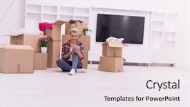  Presentation with planning family - Cool new PPT theme with family planning cartonized - relaxing in new house cheerful backdrop and a sky blue colored foreground