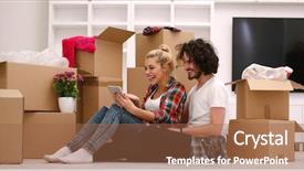  Presentation with family planning - Theme having family planning cartonized - relaxing in new house cheerful background and a tawny brown colored foreground