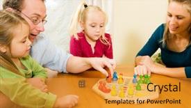  Presentation with family playing board game - Presentation having family playing a board game background and a gold colored foreground