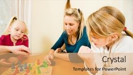  Presentation with living room family - Cool new presentation theme with family playing a board game backdrop and a coral colored foreground