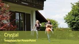  Presentation with new home - Amazing PPT layouts having family playing a game backdrop and a tawny brown colored foreground