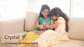  Presentation with indian women children - Slide set featuring family playing at home happy background and a lemonade colored foreground