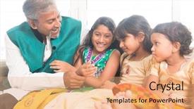  Presentation with children playing - Beautiful presentation theme featuring family playing at home happy backdrop and a  colored foreground