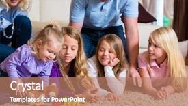  Presentation with ludo - Slide deck with family playing board game ludo background and a coral colored foreground