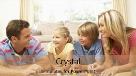  Presentation with family playing board game - Beautiful theme featuring family playing board game backdrop and a coral colored foreground